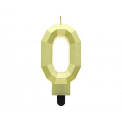 Candle cake number 0 DIAMOND gold, 7.6 cm