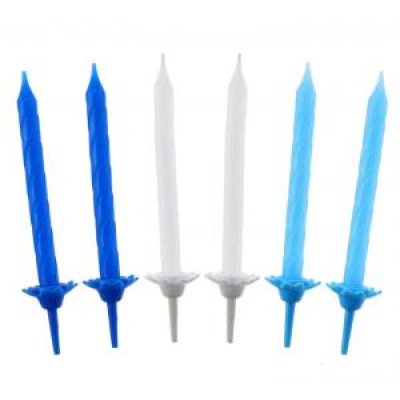 Blue cake candles, 24 pcs