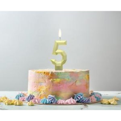 Candle cake number 5 DIAMOND gold, 7.6 cm - 69251.jpg