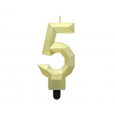 Candle cake number 5 DIAMOND gold, 7.6 cm