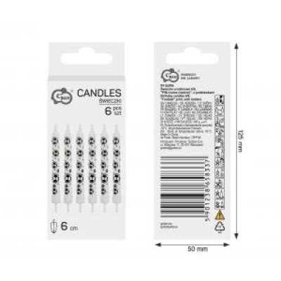 Football motif cake candles, 6 pcs/6 cm - 97561.jpg