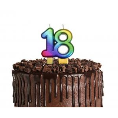 Cake candle "18" GALAXY rainbow, 7.5 cm - 54171.jpg