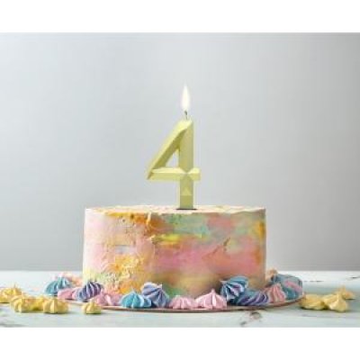 Candle cake number 4 DIAMOND gold, 7.6 cm - 69249.jpg