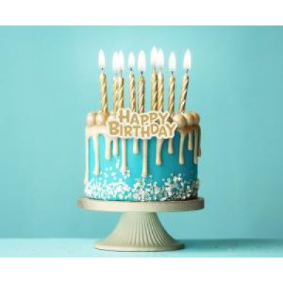 Cake candles Happy Birthday gold, 16 pcs - 86470.jpg