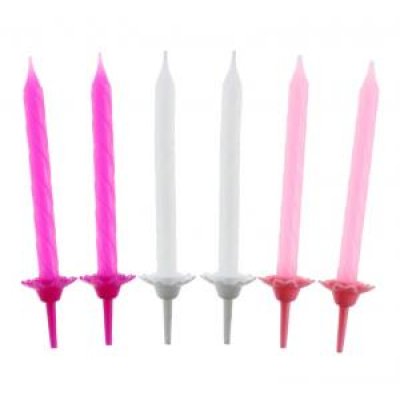 Pink cake candles, 24 pcs