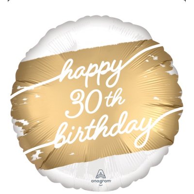 Circle - golden 30th birthday 45cm - foil balloon