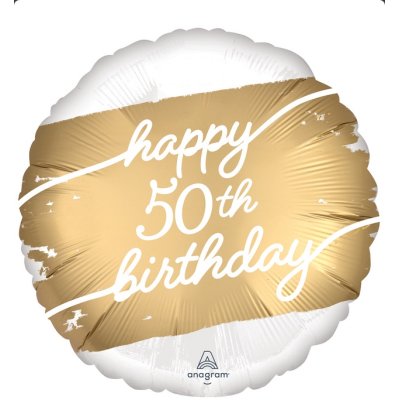 Circle - golden 50th birthday 45cm - foil balloon
