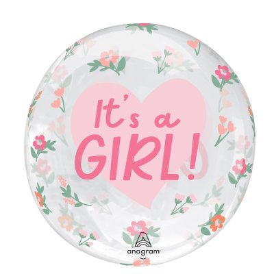 Ball - It's a girl! flowers 40x40cm - foil balloon