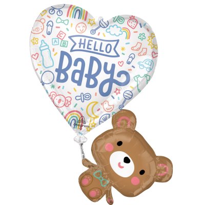 Teddy bear with heart 66x78cm - foil balloon