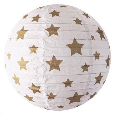 White paper lantern with stars 35 cm