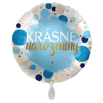 Circle Beautiful birthday blue CZ 43cm - foil balloon