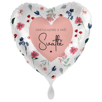 Heart Congratulations on your wedding CZ - flowers 43cm - foil balloon