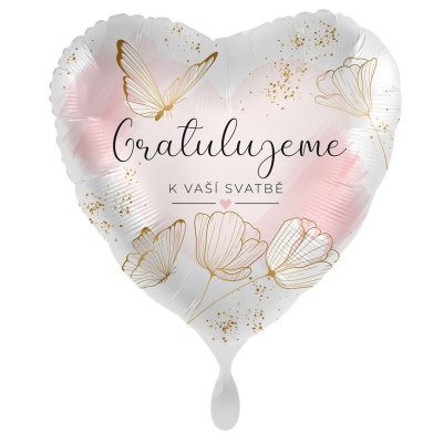 Heart Congratulations on your wedding CZ - butterfly 43cm - foil balloon