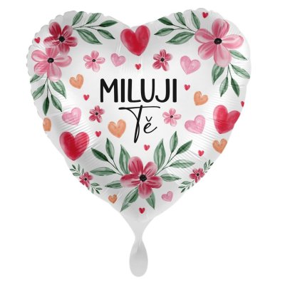 Heart I love you - flowers CZ 43cm - foil balloon