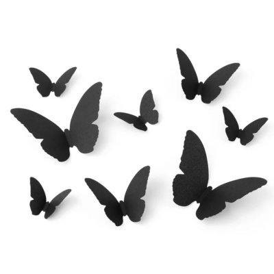 Paper butterfly - black, 6-12cm/30 pcs