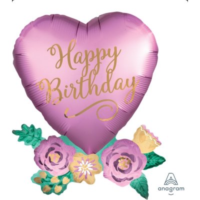 Heart with flowers HB 58x76cm - foil balloon
