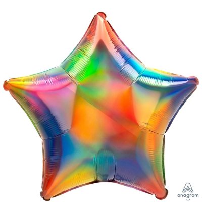 Star - holographic rainbow 48cm - foil balloon