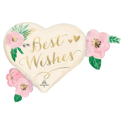 Heart with flowers - Best Wishes 68x50cm - foil balloon