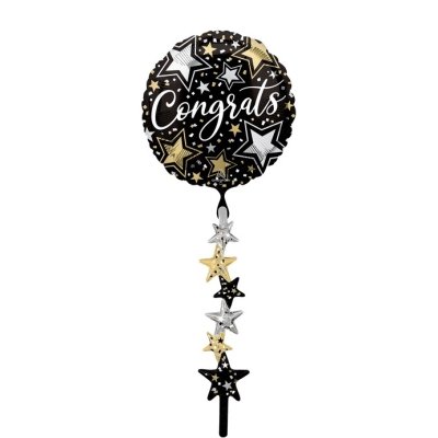 Airwalker - Black Circle Congratulations! 170x60cm - foil balloon