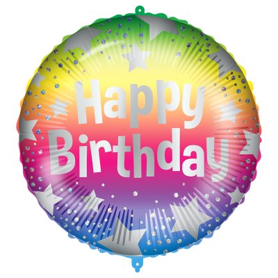 Circle - rainbow with stars HB 46cm foil balloon and weights