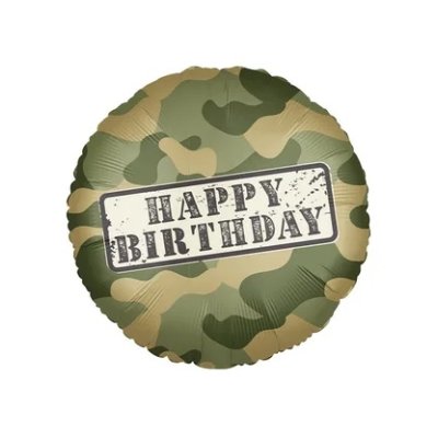 Circle - Army Happy Birthday 46cm foil balloon and weights