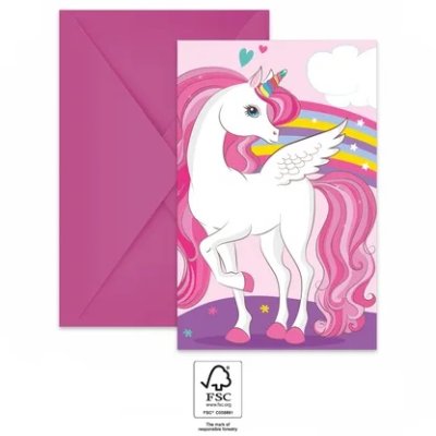 Invitations and envelopes EKO - Unicorn 6 pcs