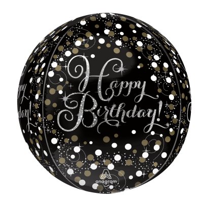 Ball - black HB with confetti 38x10cm - foil balloon