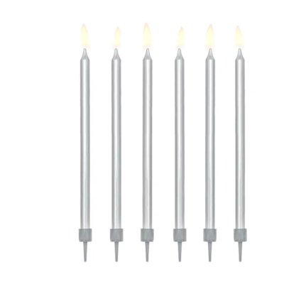 Silver birthday candles 12.5cm/12pcs