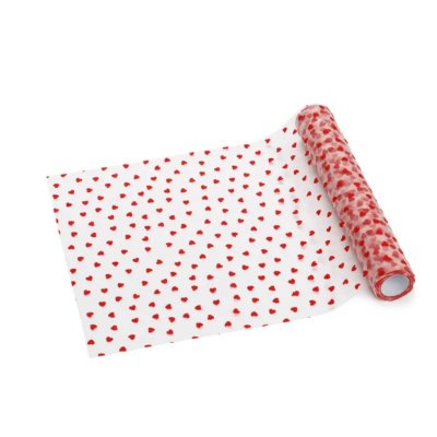 Printed organza, red heart 0.36x9m