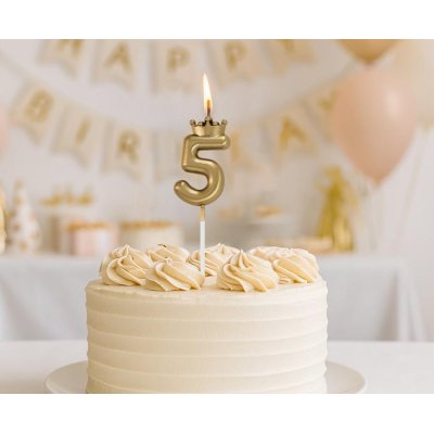 Candle cake number 5 gold with crown, 6cm - 102782.jpg