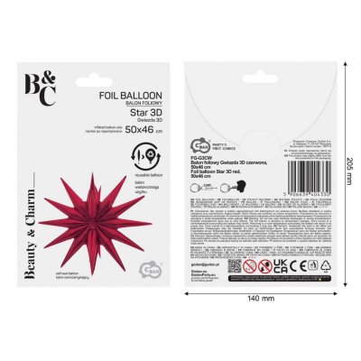 Star 3D red - foil balloon - 98288.jpg
