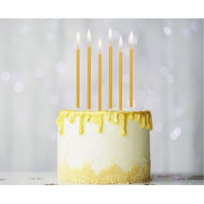 Gold cake candles, 13.5cm/6 pcs - 84430.jpg