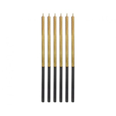 Gold cake candles, 14.5cm/6 pcs