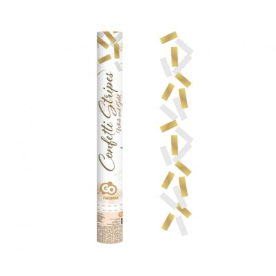 Confetti lining gold and white ribbons 40 cm