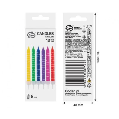 Cake candles "wax", 12 pcs/8cm - 99210.jpg