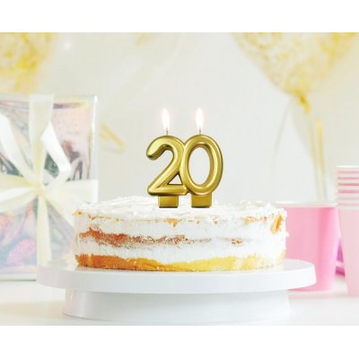Cake candle number 20 gold metallic, 9cm - 67082.jpg