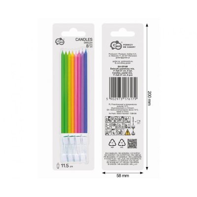 Candles cake pastel mix, 11.5cm/8 pcs - 97357.jpg