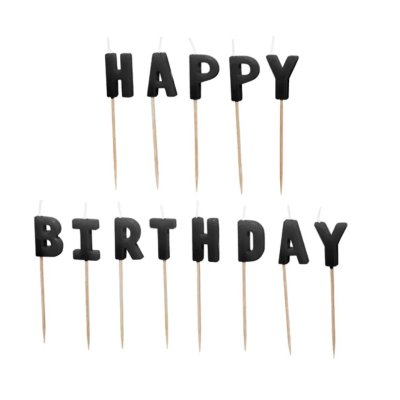 Candles "HAPPY BIRTHDAY" black
