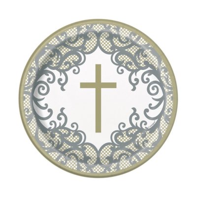 ECO paper plate - Golden cross 18cm, 8 pcs