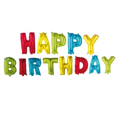 Happy Birthday inscription - set of foil balloons