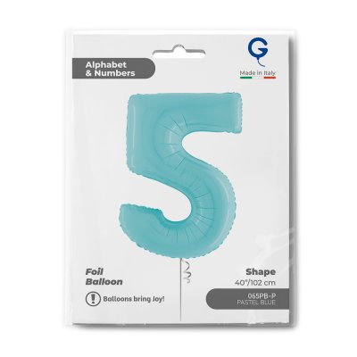 ÄŚĂŤSLICE PASTEL BLUE 5 (102cm, 40") foil inflatable balloon - 065pb-p-b.jpg