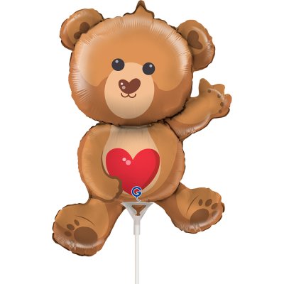 MINI teddy bear with heart 14"/35cm foil inflatable balloon