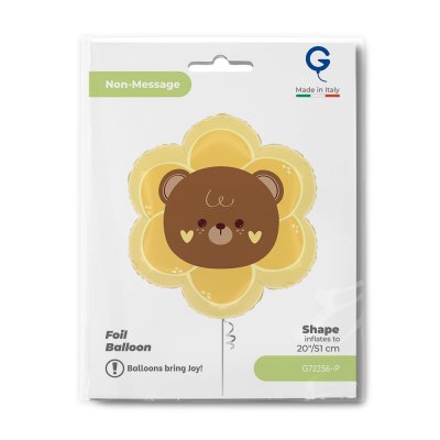 Flower with teddy bear 20"/51cm foil inflatable balloon - g72256-p-b.jpg