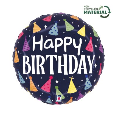 Circle - birthday caps 18"/46cm foil inflatable balloon