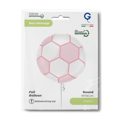 Circle - Soccer ball pink 18"/46cm foil inflatable balloon - g78236-p-b.jpg