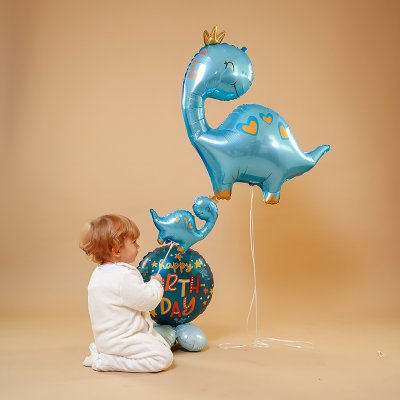 Dinosaur blue 28"/71cm foil inflatable balloon - dsc07487-b.jpg