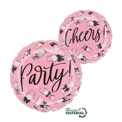 Circle - Party!/Cheers! Pink 18"/46cm Inflatable Foil Balloon
