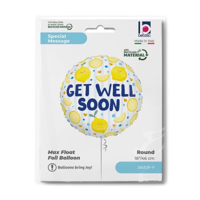 "Get Well Soon" Circle with Lemons 18"/46cm Foil Balloon - 26683p-p-b.jpg