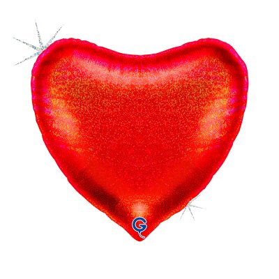 Heart red holographic 36"/91cm foil inflatable balloon