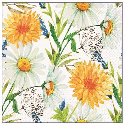 Napkins paper daisies, three-layer 33x33cm, 20 pcs